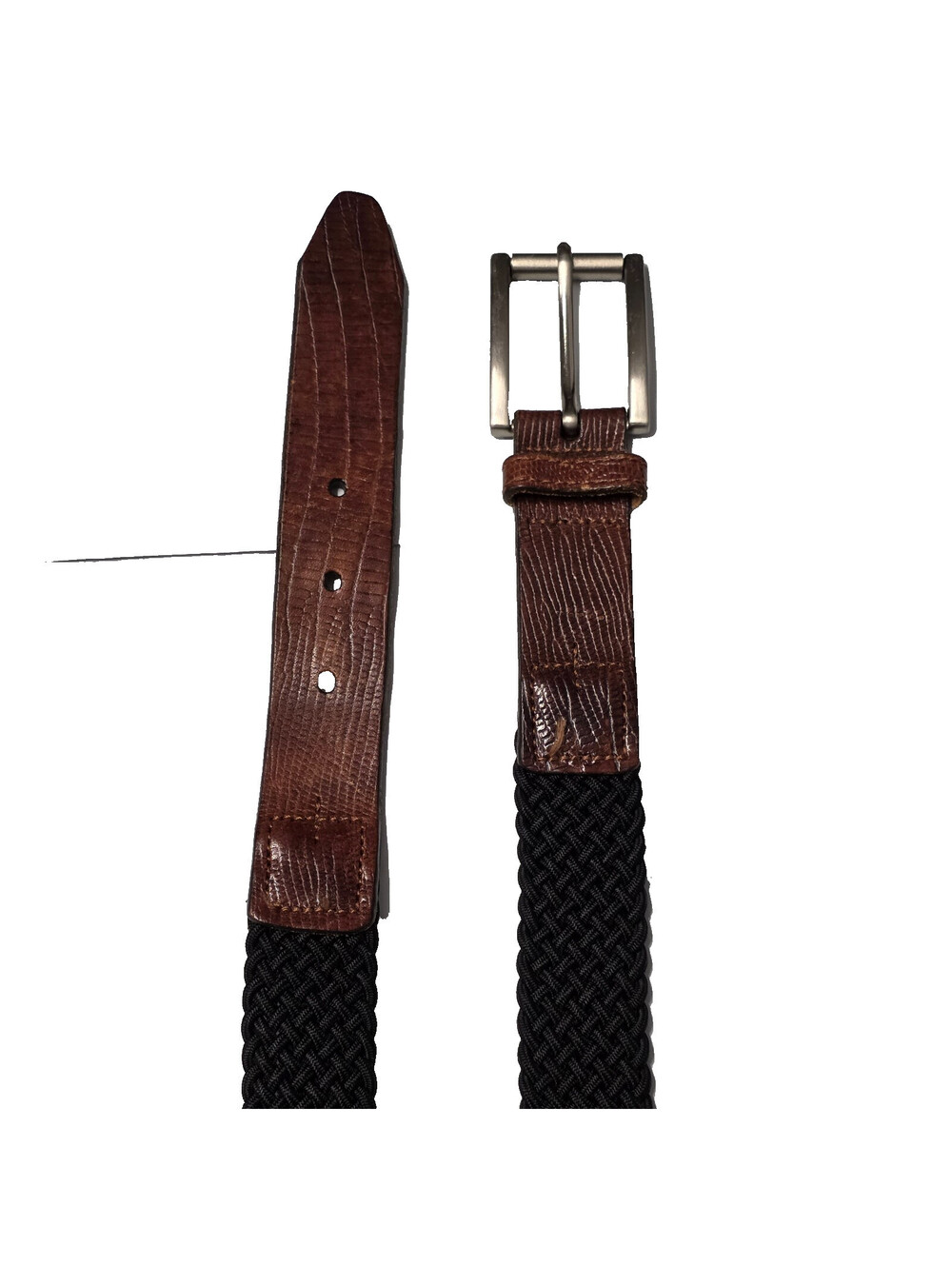 Martin Dingman Belt Mens 100 40 Brown Leather Nylon Trim Silver Buckle Golf